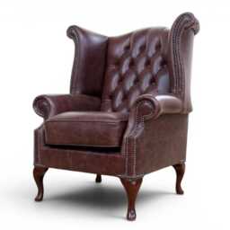 Reading Armchair Premium Real Aniline Leather Hazel Brown Chesterfield Stock Fast Delivery - thumbnail 3