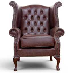 Reading Armchair Premium Real Aniline Leather Hazel Brown Chesterfield Stock Fast Delivery - thumbnail 2