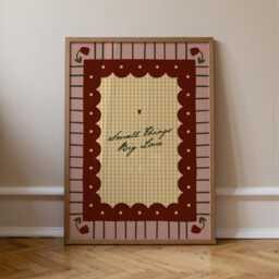 Small Things Big Love Print, Gingham Nursery Hand Drawn Baby Bedroom Whimsical Art Girls Unframed - thumbnail 2