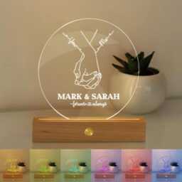 Personalized Led Night Light, Custom Wedding Gift, Couple's Bedroom Lamp - thumbnail 3