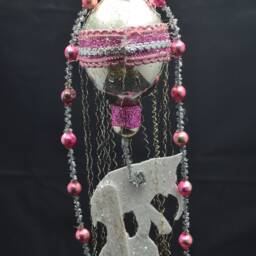Vintage Christmas Ornament With Dresden Trims, Victorian Die Cuts & Mercury Glass Beads - thumbnail 4