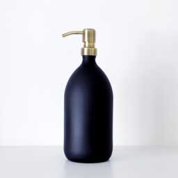 Matt Black Glass Soap Dispenser Bottle - Brushed Light Gold Metal Pump Choice Of Sizes Kitchen & Bathroom - thumbnail 4