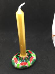 Mandalastein As Candle Holder For Advent Season Christmas Season-Dot Painting Green Red - thumbnail 1