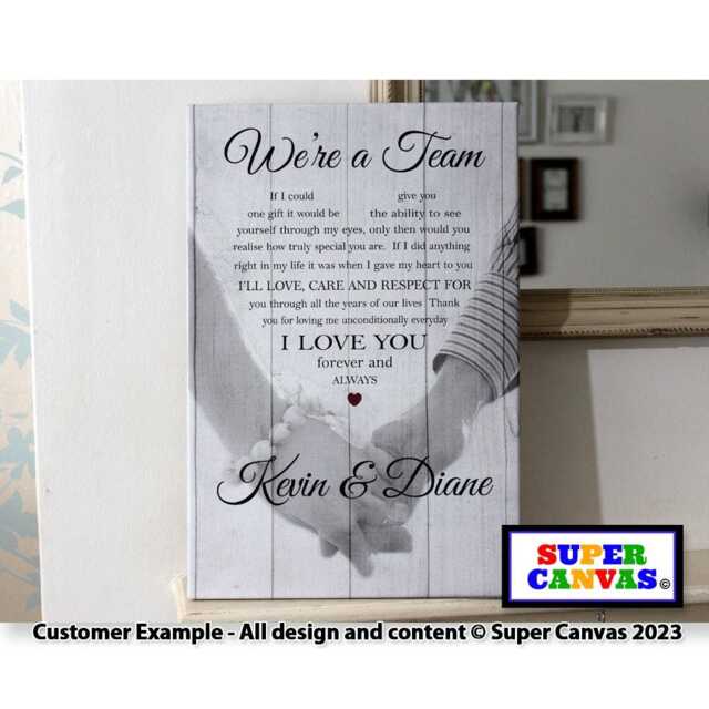Husband Wife Boyfriend Girlfriend Partner Couple Wedding Anniversary We're A Team Picture Wall Hanging Personalised Framed Canvas Print Gift - image 1