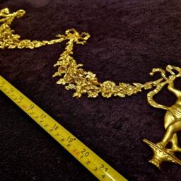 Large Ornate Applique Cherubs Floral Gilt White French Style Decorative Wall Furniture Onlay Moulding Pediment Plastic Decoration - thumbnail 2