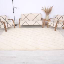 Moroccan Rug, 6x9 Ft Beni Ouarain Fabulous White Berber Rug - thumbnail 2