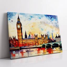 London Bridge Abstract Oil Painting Paint Colourful UK Big Ben Wall Art Framed Canvas Poster Print Home/Office Room Decor Gifts - thumbnail 2