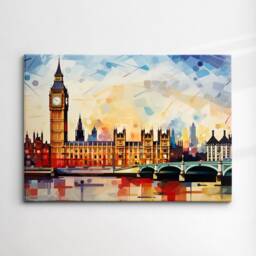 London Bridge Abstract Oil Painting Paint Colourful UK Big Ben Wall Art Framed Canvas Poster Print Home/Office Room Decor Gifts - thumbnail 3