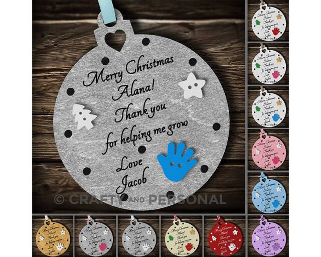 Personalised Nursery Teacher Christmas Gift Wooden Bauble Tree Ornament Thank You Present For Childminder Key Worker - image 1