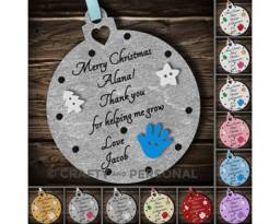 Personalised Nursery Teacher Christmas Gift Wooden Bauble Tree Ornament Thank You Present For Childminder Key Worker