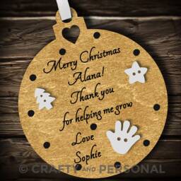 Personalised Nursery Teacher Christmas Gift Wooden Bauble Tree Ornament Thank You Present For Childminder Key Worker - thumbnail 4