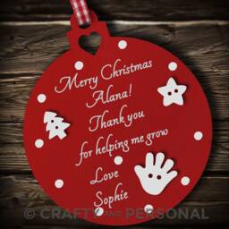 Personalised Nursery Teacher Christmas Gift Wooden Bauble Tree Ornament Thank You Present For Childminder Key Worker - thumbnail 3