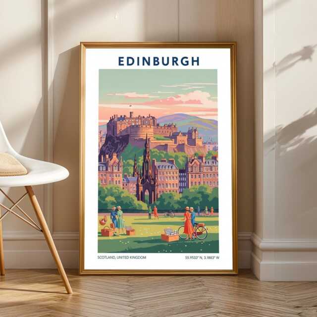 Edinburgh Castle Vintage Travel Poster - Scotland Wall Art - image 1