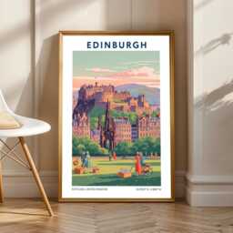 Edinburgh Castle Vintage Travel Poster - Scotland Wall Art - thumbnail 1