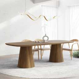 Solid Oak Dining Table With Wooden Base 045