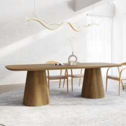 Solid Oak Dining Table With Wooden Base 045 - thumbnail 2