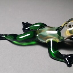 Hand-Blown Green Glass Frog Sculpture - 2.5 Inch - thumbnail 2