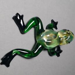 Hand-Blown Green Glass Frog Sculpture - 2.5 Inch - thumbnail 3