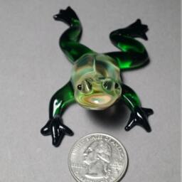 Hand-Blown Green Glass Frog Sculpture - 2.5 Inch - thumbnail 4