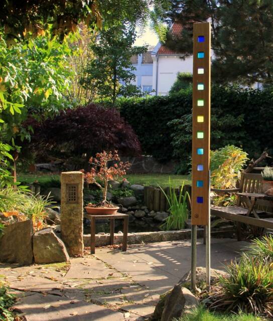 Garden Sculpture Made Of Wood & Glass. A Unique, Handmade, Weatherproof Garden Decoration - image 1