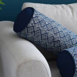Hmong Indigo Batik Bolster Pillow, Handspun Cotton, Kapok Fill - thumbnail 3