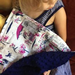 "Purple & Navy Blue Paris Scene Mini Baby Blanket ""Lovely Kimberly" - thumbnail 2