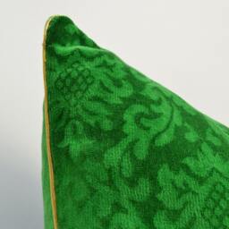 Green Velvet Pillow Cover , Patterned Cover, Gold - thumbnail 3