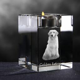 Golden Retriever, Crystal Candlestick With Dog, Souvenir, Decoration, Limited Edition, Collection - thumbnail 2