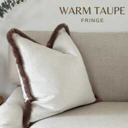 Ivory Velvet Fringed Cushion Cover Custom Size + Trim Colour - thumbnail 4