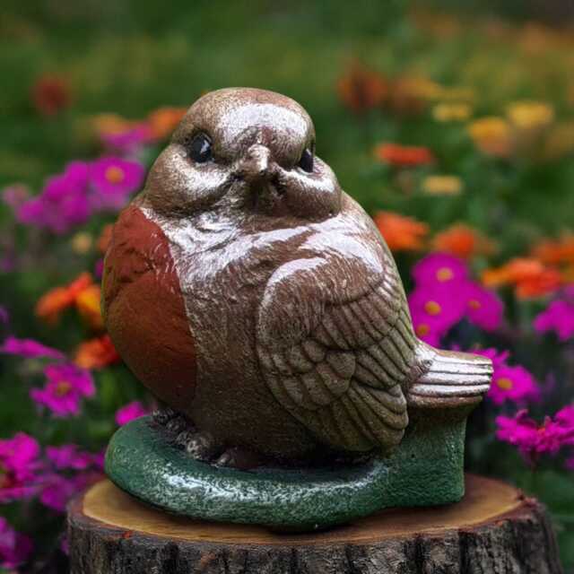 Stone Robin Bird Statue Concrete Figure Outdoor Animal Decoration Handmade Art Front Door Ornament Bird Lover Gift Lawn Sculpture - image 1