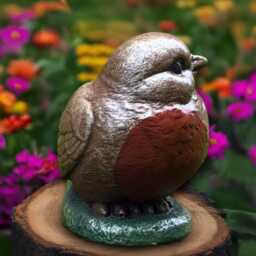Stone Robin Bird Statue Concrete Figure Outdoor Animal Decoration Handmade Art Front Door Ornament Bird Lover Gift Lawn Sculpture - thumbnail 2