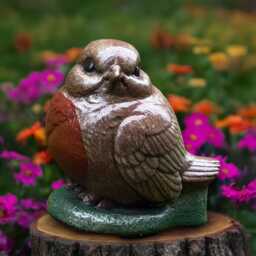 Stone Robin Bird Statue Concrete Figure Outdoor Animal Decoration Handmade Art Front Door Ornament Bird Lover Gift Lawn Sculpture - thumbnail 1