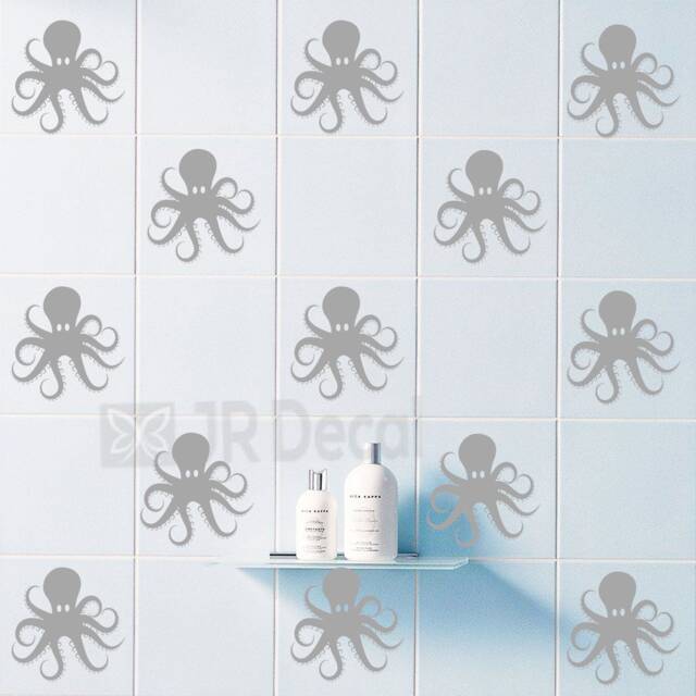 Octopus Wall Decals, Nautical Bathroom Or Nursery Decor - image 1