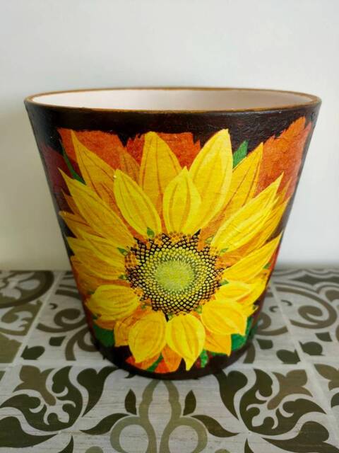 Plant Pot, Ceramic Pot, Pot & Planter, Flower Pot, Garden Pot, Indoor & Outdoor Pot, Decoupage, Gift, Pot Saucer, Home Garden Decoration - image 1