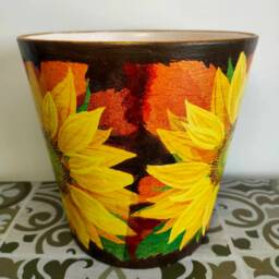 Plant Pot, Ceramic Pot, Pot & Planter, Flower Pot, Garden Pot, Indoor & Outdoor Pot, Decoupage, Gift, Pot Saucer, Home Garden Decoration - thumbnail 2
