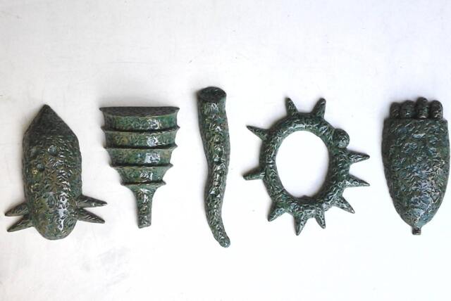 Teal Green Wall Sculpture, Set Of Five Organic Shape Art Works, Australian Art, Scientific Decor, Gift For Him - image 1