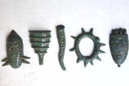Teal Green Wall Sculpture, Set Of Five Organic Shape Art Works, Australian Art, Scientific Decor, Gift For Him - thumbnail 1