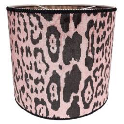 Drum Lampshade Pink Velvet Luigi Bevilacqua Fabric Leopardo Pattern Round Lamp Shade - Made in Italy