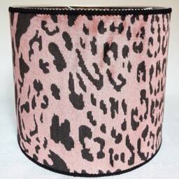 Drum Lampshade Pink Velvet Luigi Bevilacqua Fabric Leopardo Pattern Round Lamp Shade - Made in Italy - thumbnail 4