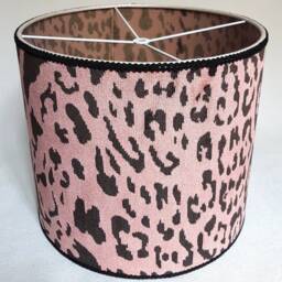 Drum Lampshade Pink Velvet Luigi Bevilacqua Fabric Leopardo Pattern Round Lamp Shade - Made in Italy - thumbnail 2