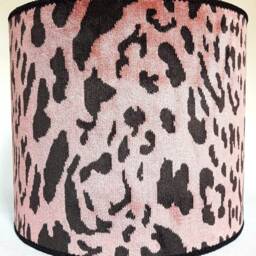 Drum Lampshade Pink Velvet Luigi Bevilacqua Fabric Leopardo Pattern Round Lamp Shade - Made in Italy - thumbnail 3