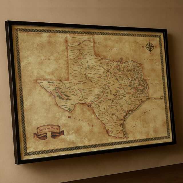 Fantasy Map Of Texas Vintage Style Texas State Art Print - image 1