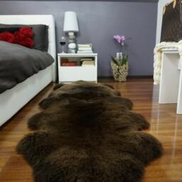 "Giant Brown Sheepskin Rug, Xxl Genuine Leather Throw - 79""X32" - thumbnail 4