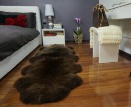 "Giant Brown Sheepskin Rug, Xxl Genuine Leather Throw - 79""X32"