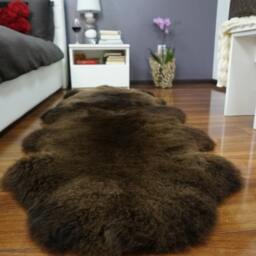 "Giant Brown Sheepskin Rug, Xxl Genuine Leather Throw - 79""X32" - thumbnail 3