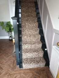 Leopard Wilton Stair Runner With Black Whipped Edge - thumbnail 2