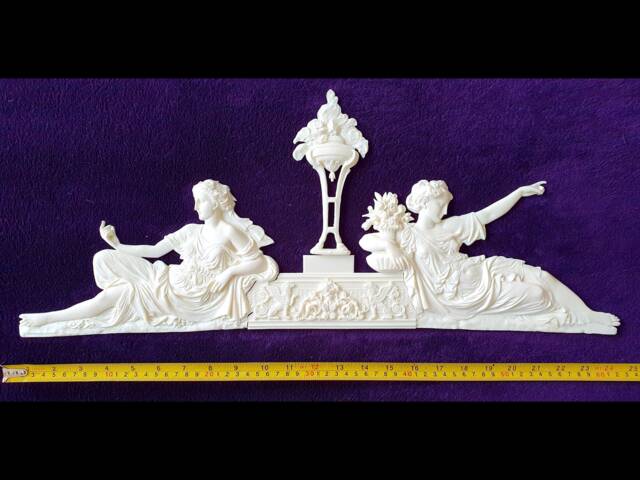 Large French Louis Xvi Style Decorative Wall Furniture Applique Moulding Pediment White Unpainted Or Gold Plastic Decoration - image 1