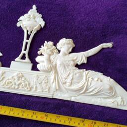 Large French Louis Xvi Style Decorative Wall Furniture Applique Moulding Pediment White Unpainted Or Gold Plastic Decoration - thumbnail 3