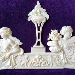 Large French Louis Xvi Style Decorative Wall Furniture Applique Moulding Pediment White Unpainted Or Gold Plastic Decoration - thumbnail 2