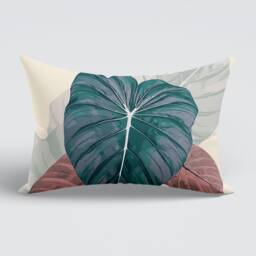 Monstera Cushion Cover, Green Palm Leaves Pillow Case, Botanical Living Room Decor, Plant Flower Bedroom Textiles, Floral Case - thumbnail 3